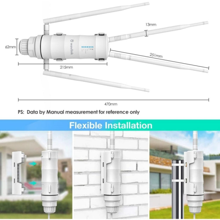 WAVLINK WN572HP3 AC1200 Dual Band Weatherproof Wireless Router Outdoor WiFi Extender, US Plug, EU Plug, UK Plug, AU Plug WAVLINK WN572HP3 AC1200 Dual Band Weatherproof Wireless Router Outdoor WiFi Extender, US Plug, EU Plug, UK Plug, AU Plug
